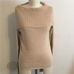 Magaschoni MAG Tan Fold Down Shawl Collar Sweater M